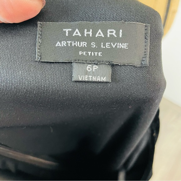 Tahari 6P Black Midi Dress Woman Dots 3/4 Sleeve Rhinestone Evening Party Velvet - Picture 11 of 14